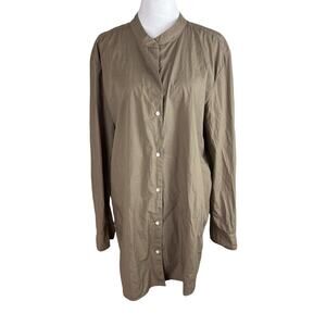 Standard James Perse Brown Button Shirt Mandarin Collar Minimalist Size 4 / XL